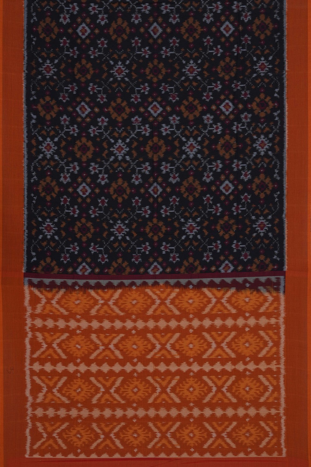Image of Black Pochampally Ikat Cotton Saree