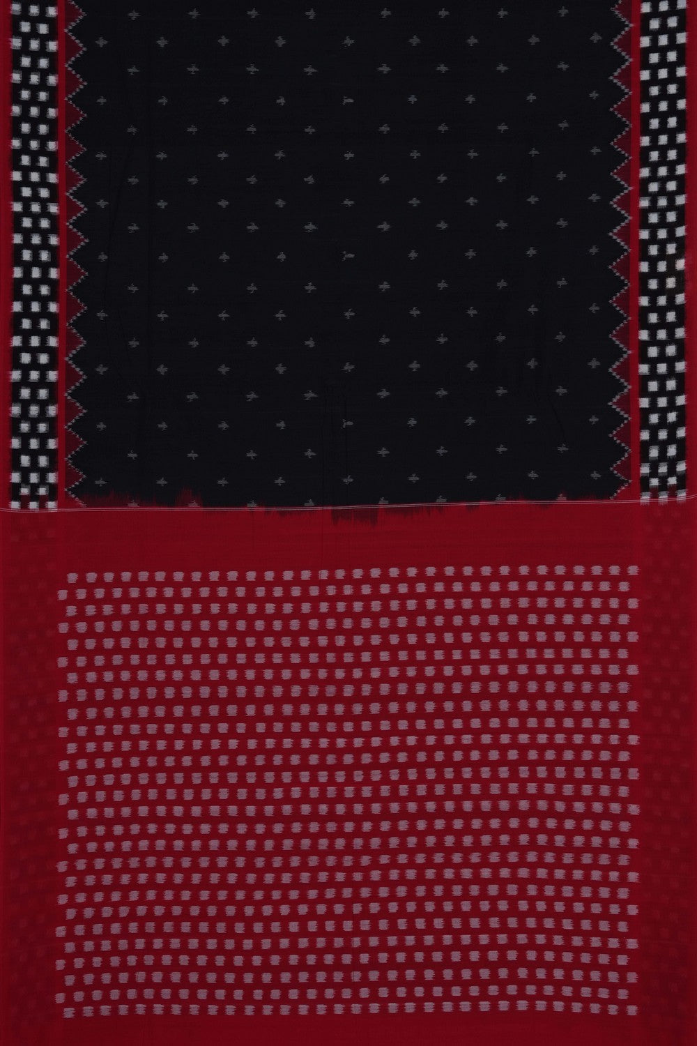Image of Black Pochampally Ikat Cotton Saree