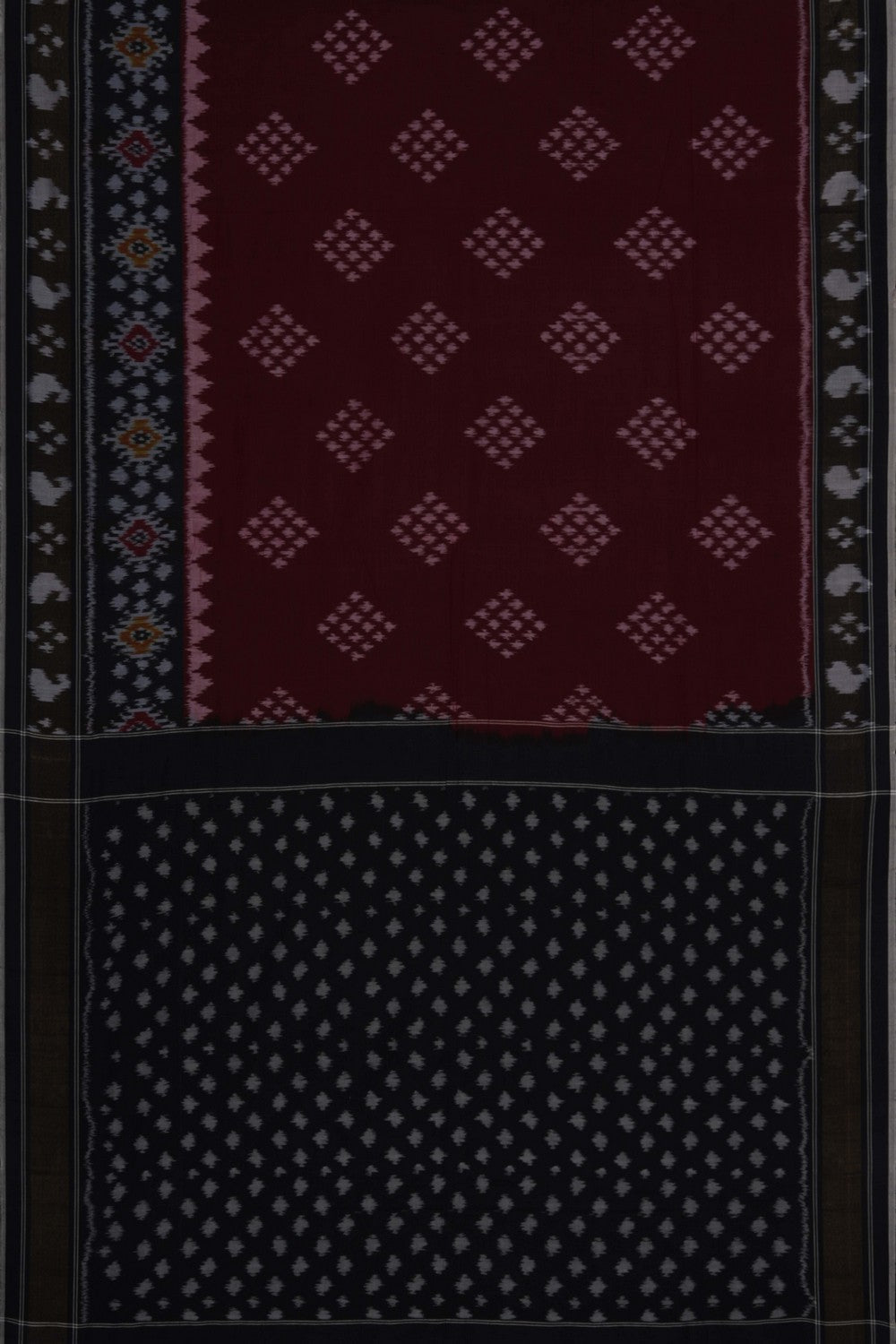Image of Maroon Pochampally Ikat Cotton Saree
