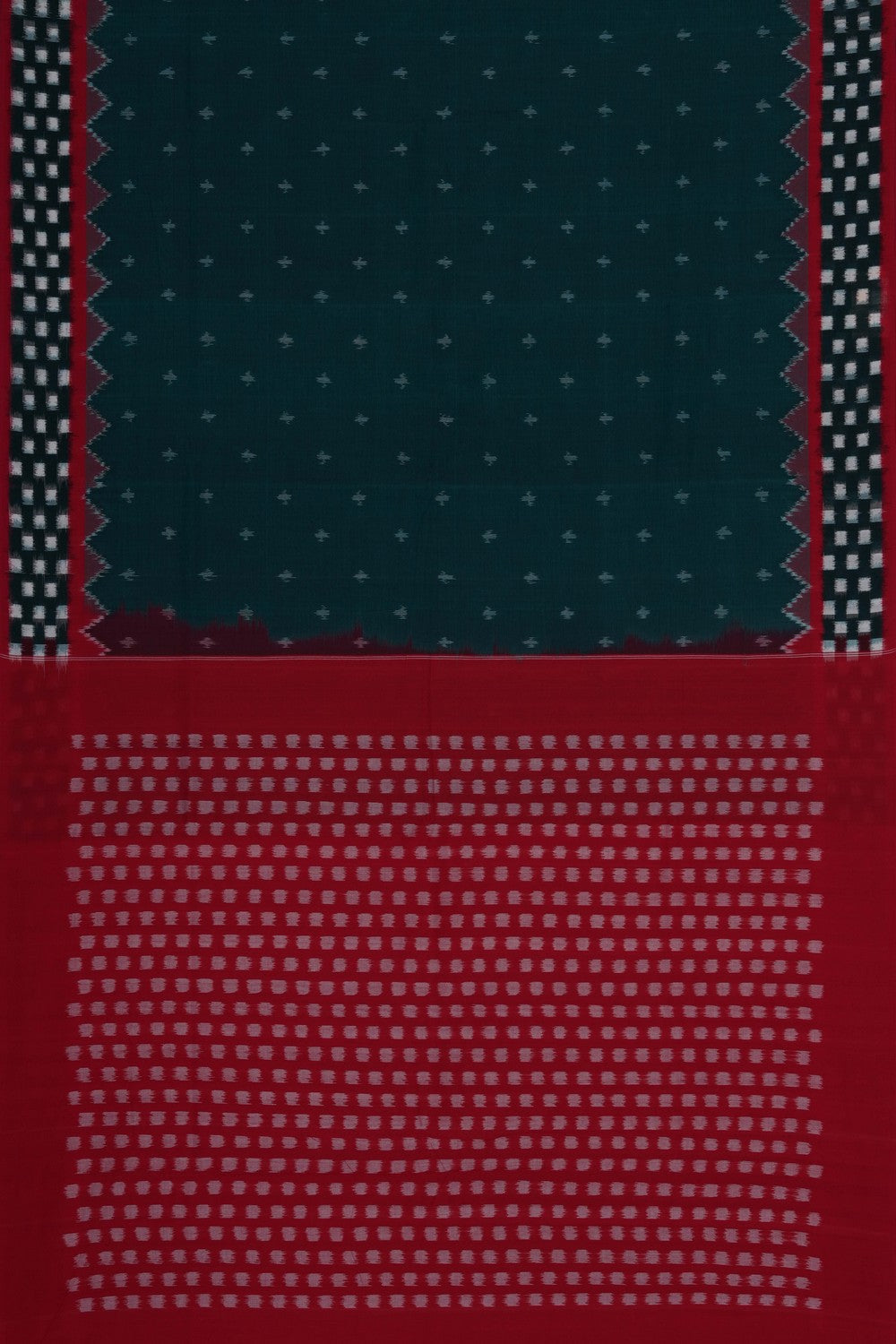 Image of Teal-Green Pochampally Ikat Cotton Saree