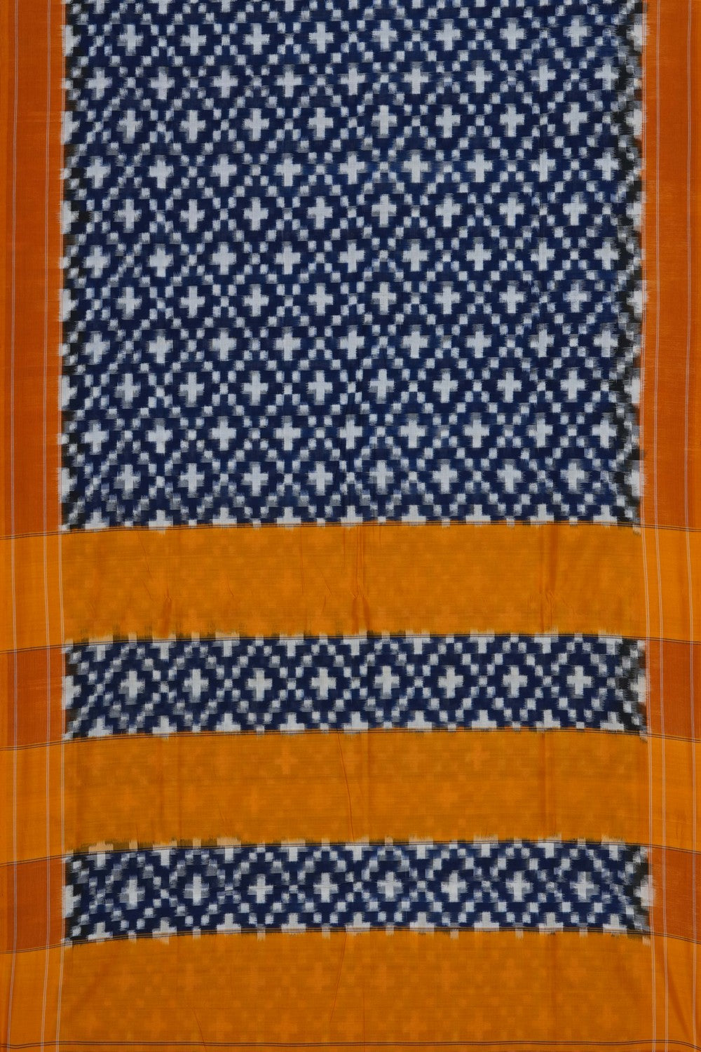Image of Navy Blue Pochampally Ikat Cotton Saree