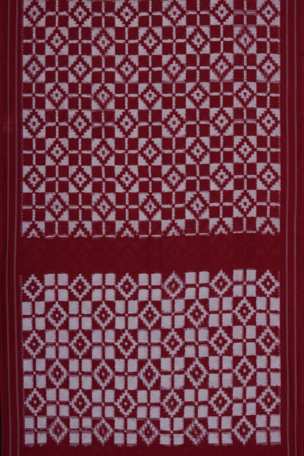 Image of Red Pochampally Ikat Cotton Saree