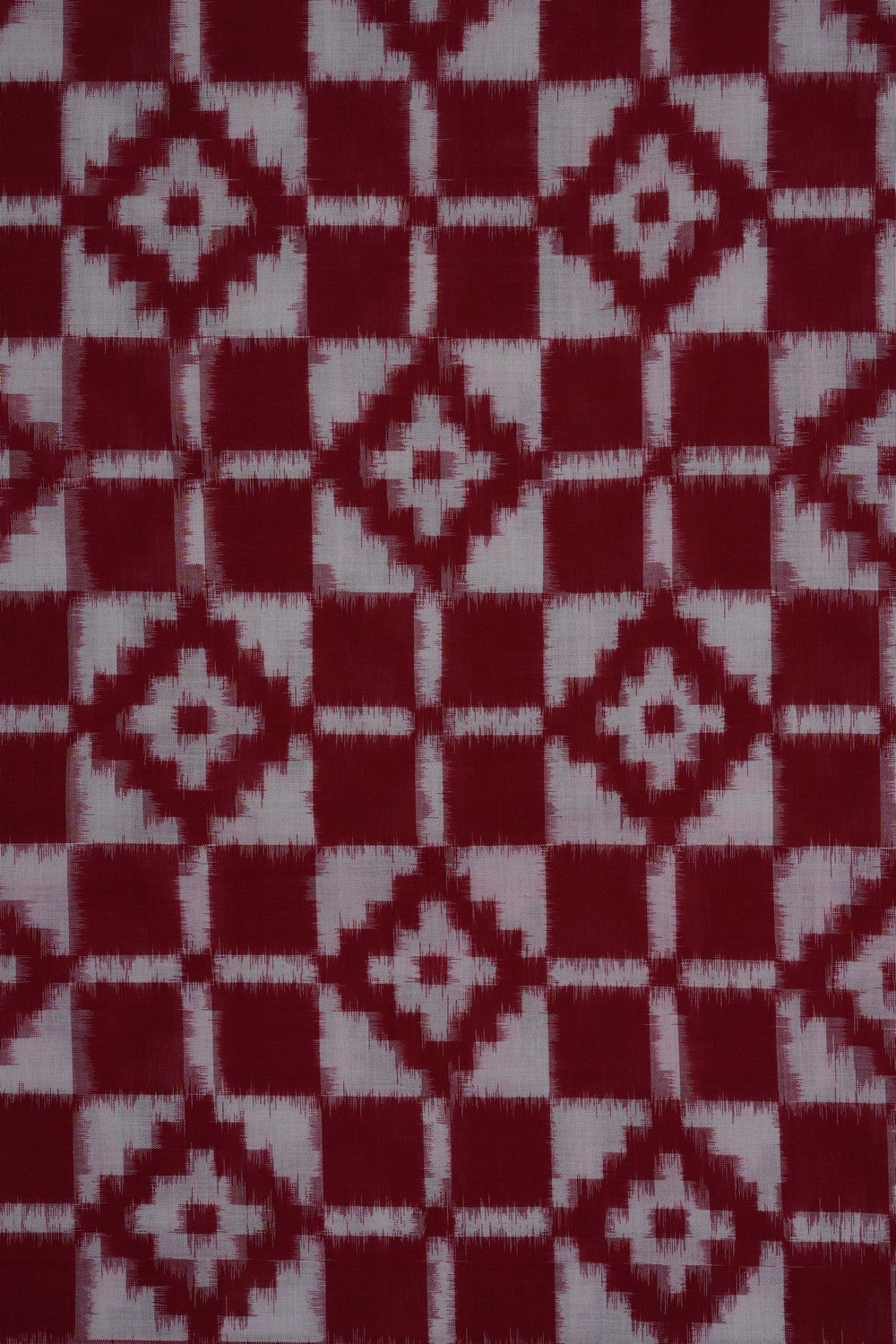 Image of Red Pochampally Ikat Cotton Saree