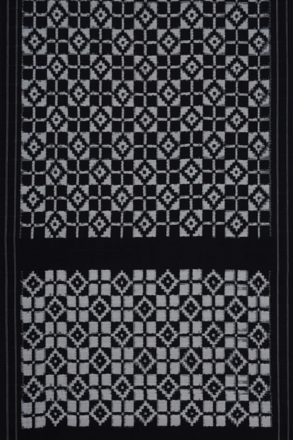 Image of Black Pochampally Ikat Cotton Saree