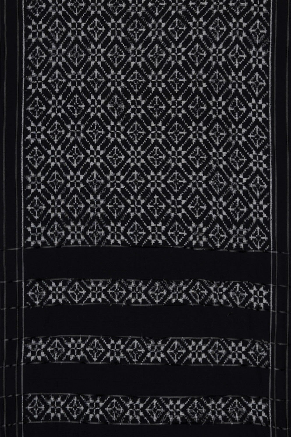 Image of Black Pochampally Ikat Cotton Saree