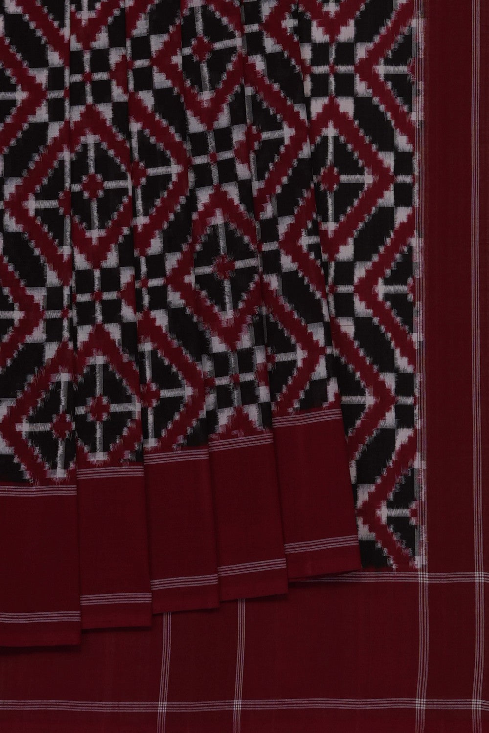 Image of Maroon Pochampally Ikat Cotton Saree