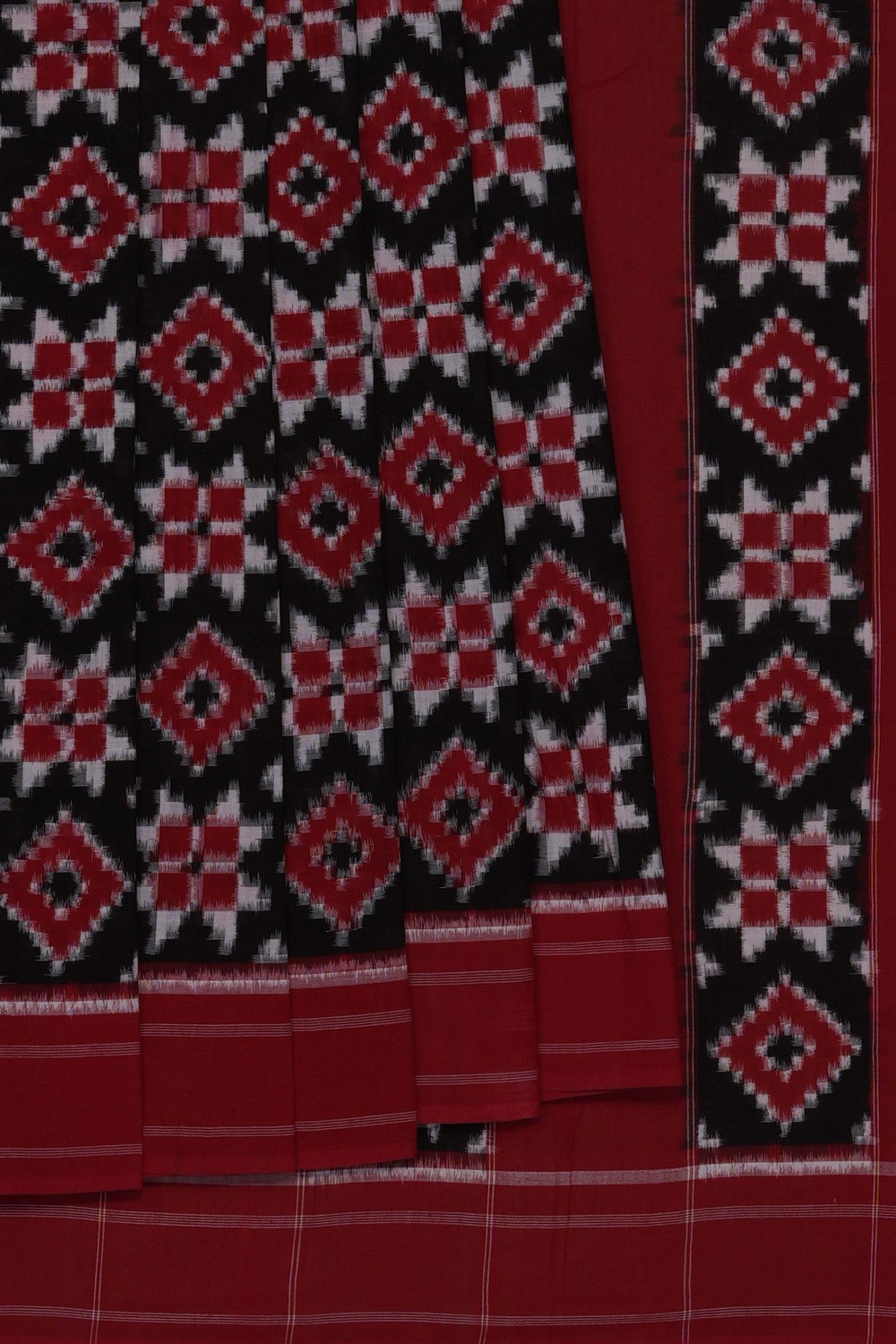 Image of Black Pochampally Ikat Cotton Saree