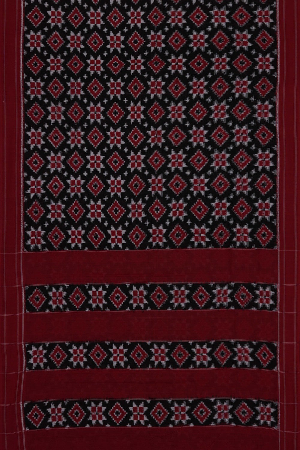 Image of Black Pochampally Ikat Cotton Saree