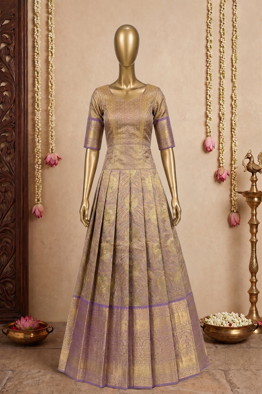 Image of Kanchipattu Pavada Unstitched Set