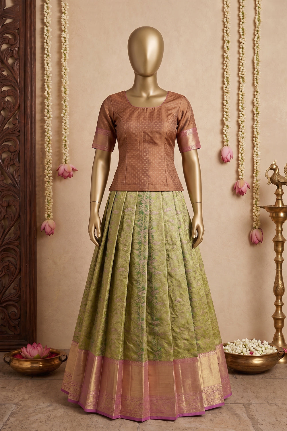 Image of Kanchipattu Pavada Unstitched Set