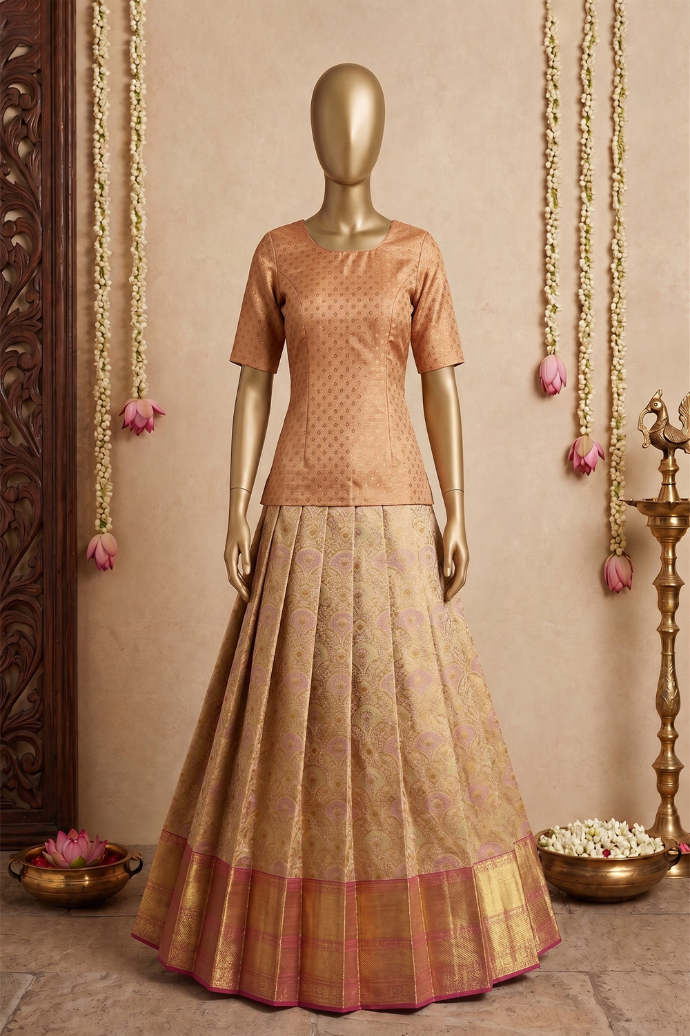 Image of Kanchipattu Pavada Unstitched Set