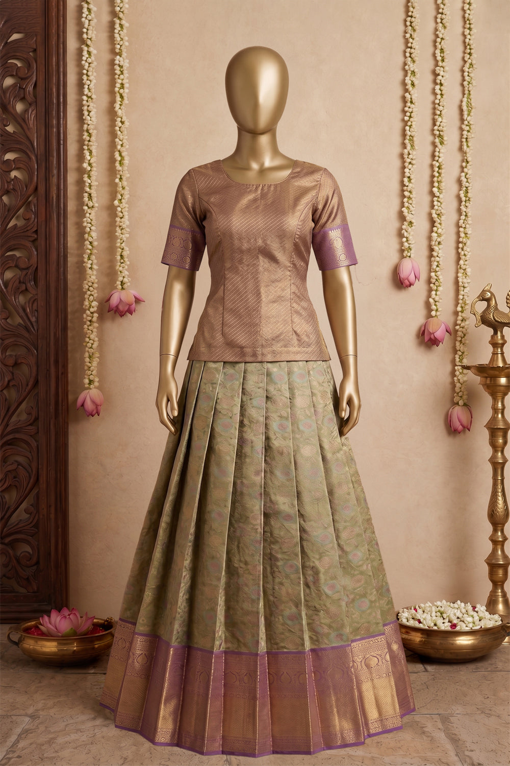 Image of Kanchipattu Pavada Unstitched Set
