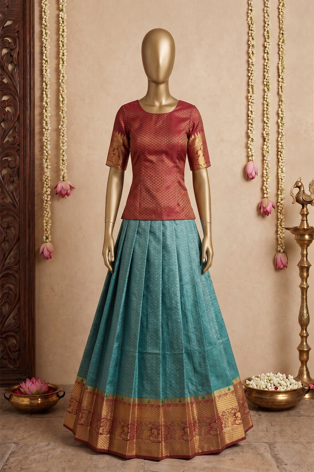 Image of Kanchipattu Pavada Unstitched Set