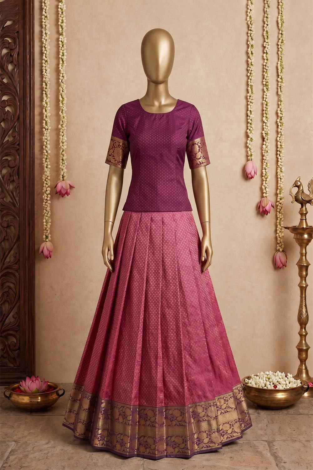 Image of Kanchipattu Pavada Unstitched Set