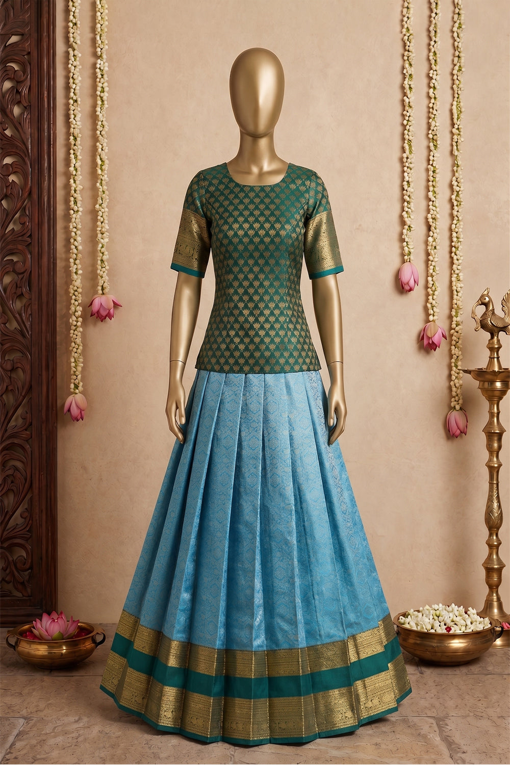 Image of Kanchipattu Pavada Unstitched Set