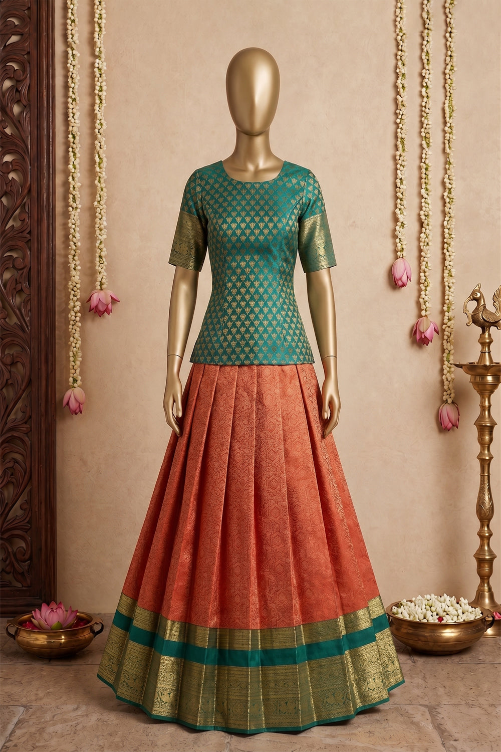 Image of Kanchipattu Pavada Unstitched Set