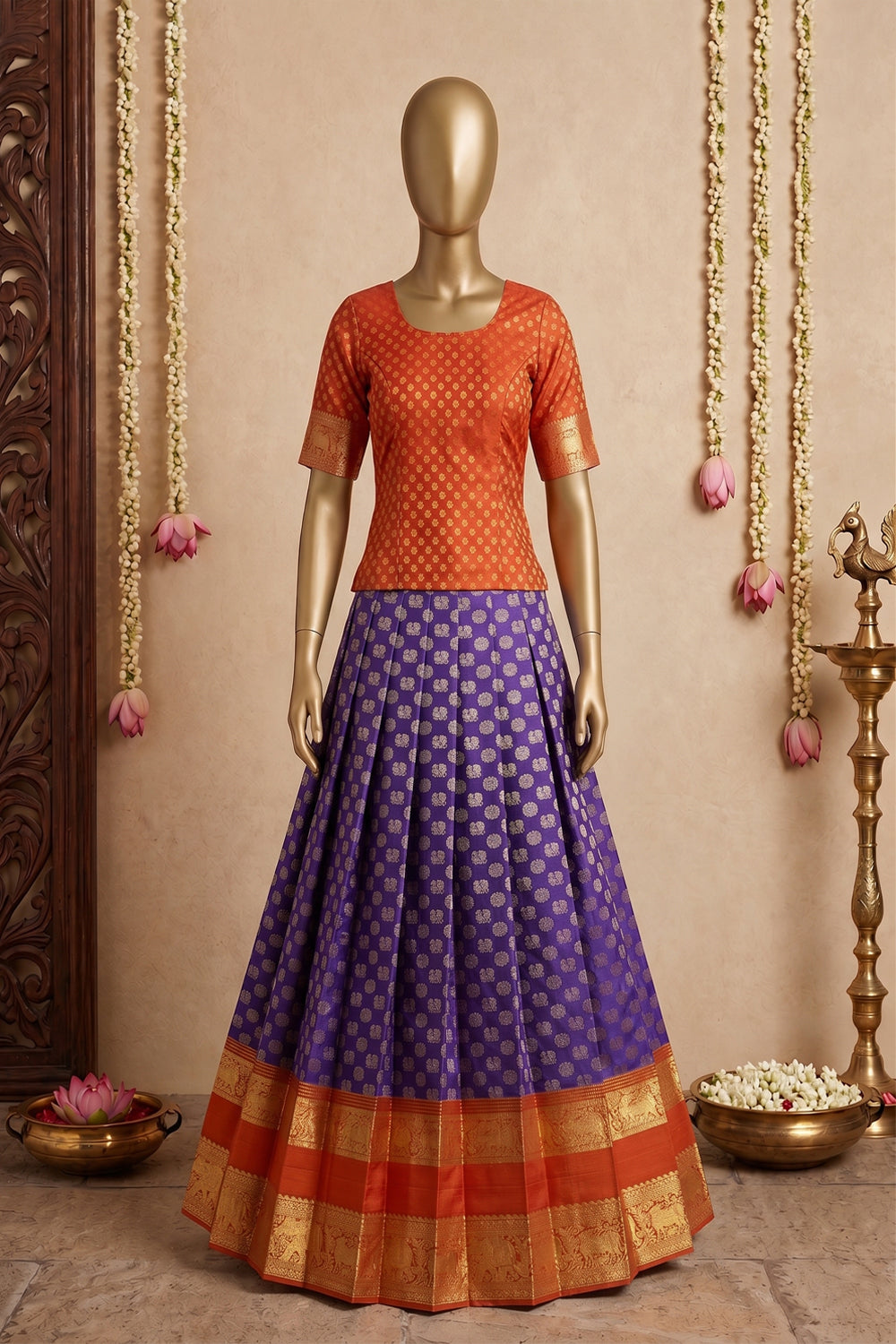 Image of Kanchipattu Pavada Unstitched Set
