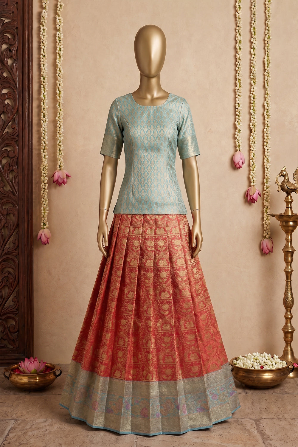 Image of Kanchipattu Pavada Unstitched Set