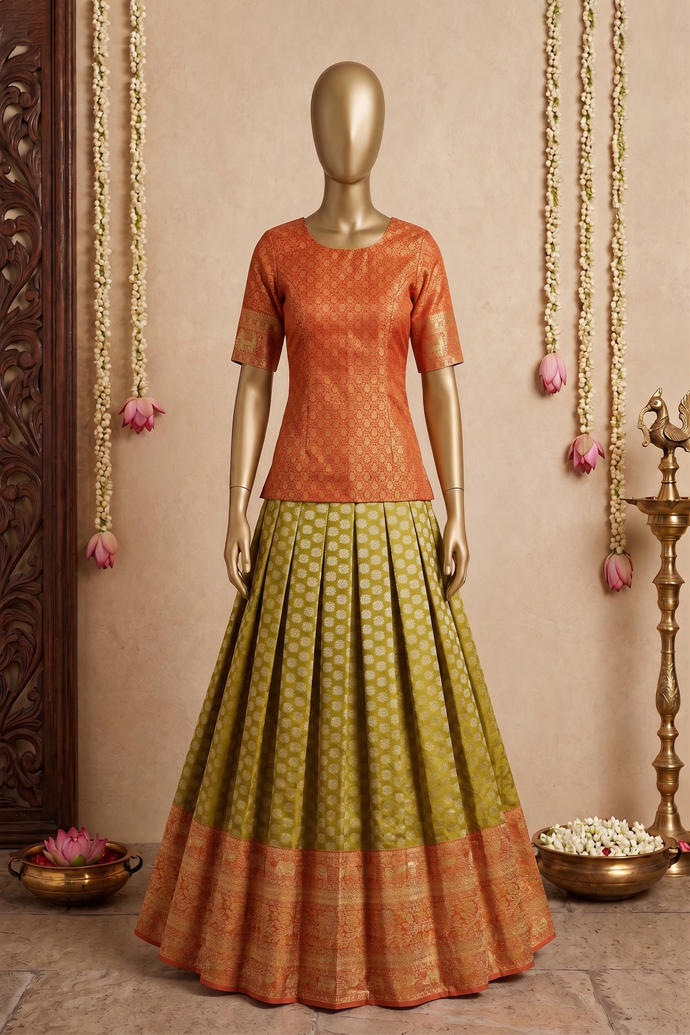Image of Kanchipattu Pavada Unstitched Set