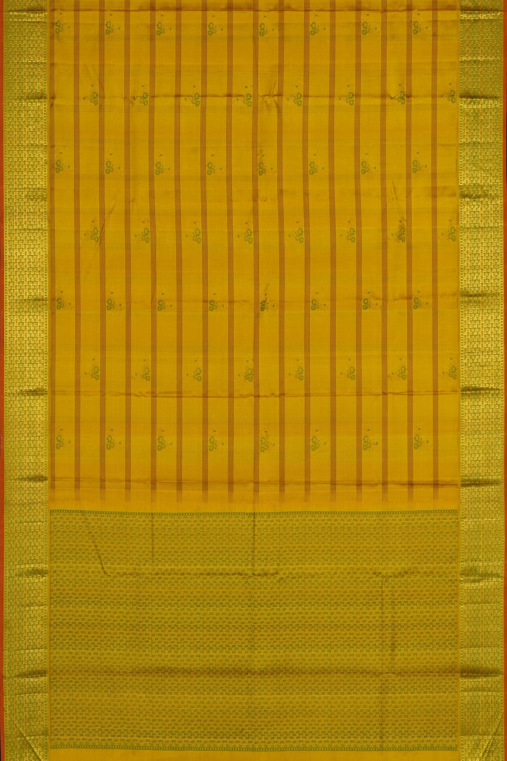 Image of Yellow Arani Silk Kattam Saree