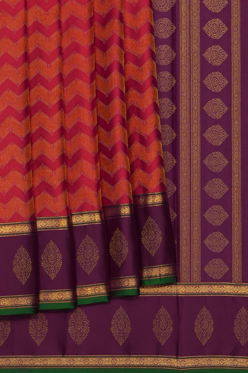 Image of Fuchsia-Pink Arani Silk Brocade Saree