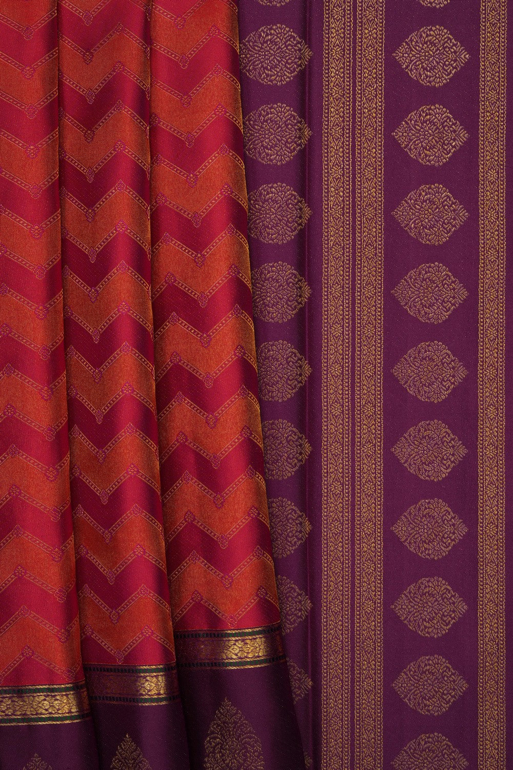 Image of Fuchsia-Pink Arani Silk Brocade Saree