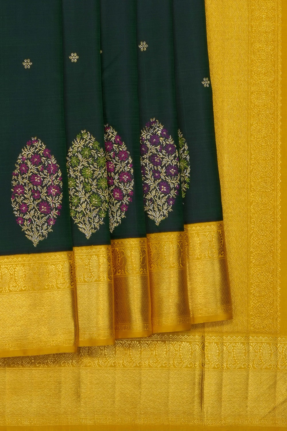 Image of Green Arani Silk Brocade Saree