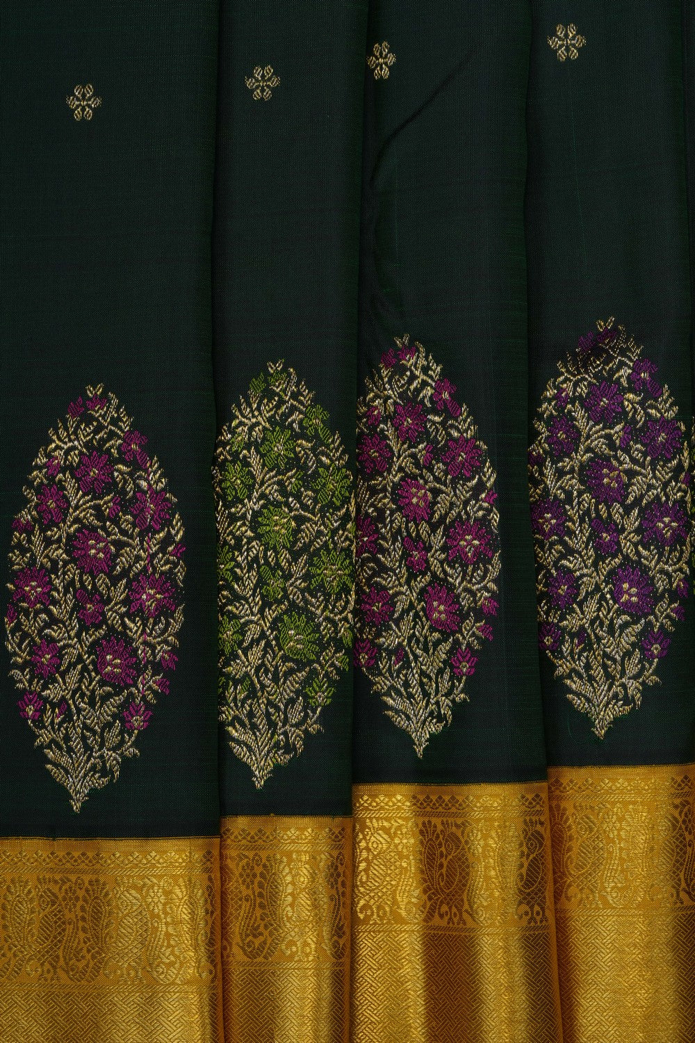 Image of Green Arani Silk Brocade Saree
