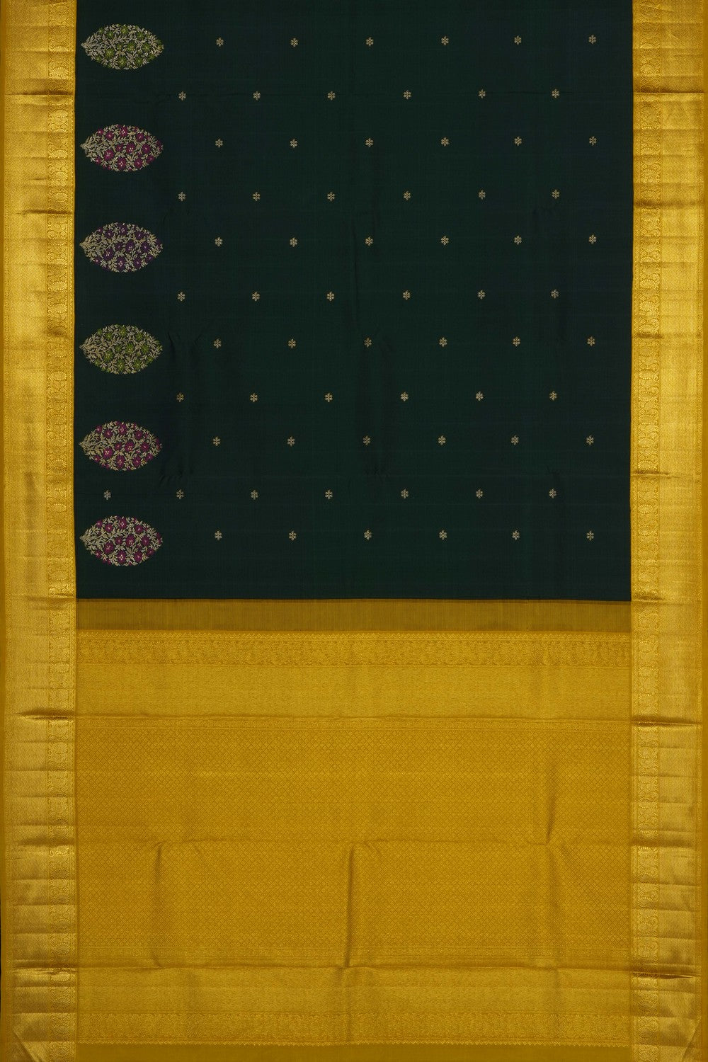 Image of Green Arani Silk Brocade Saree