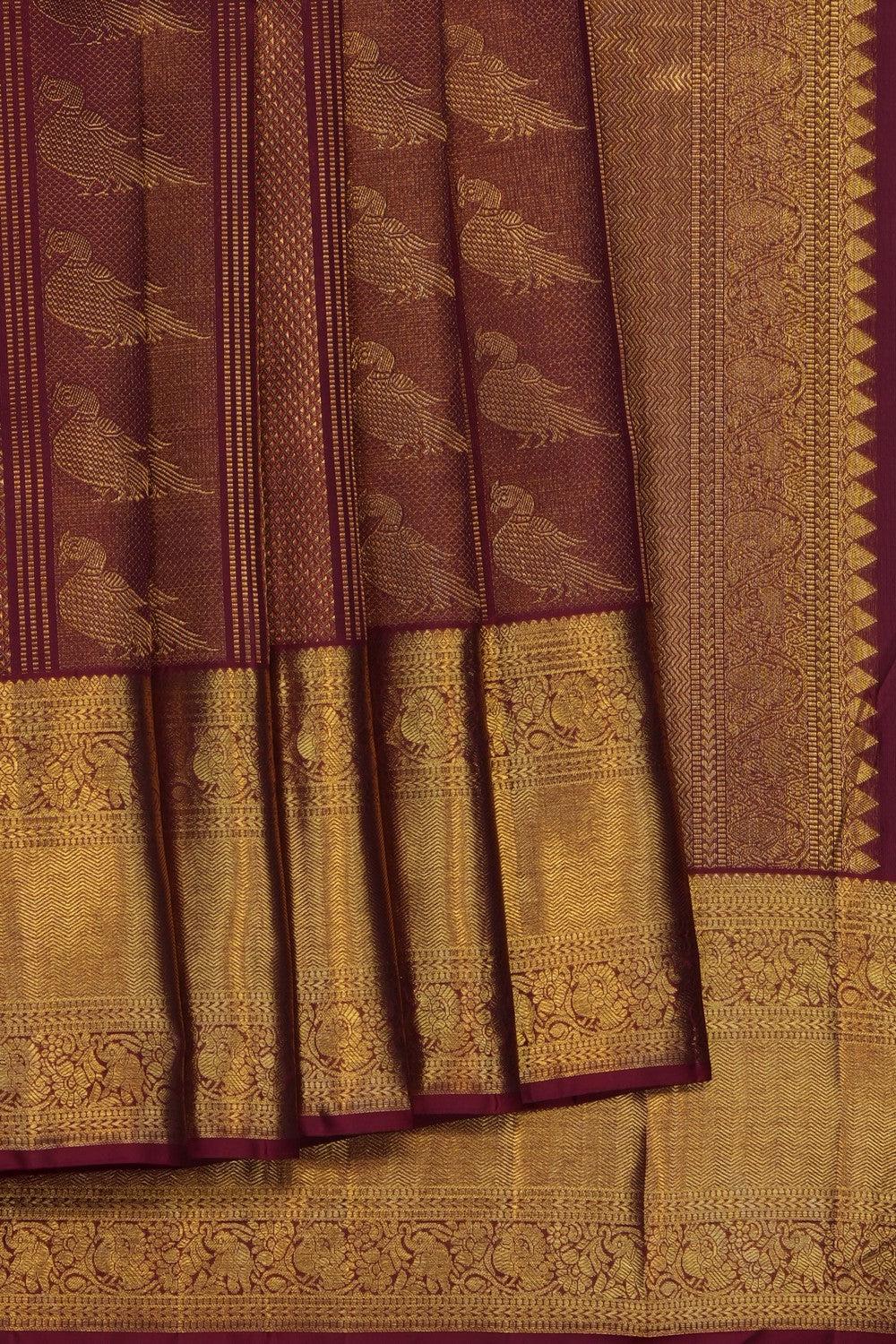 Image of Maroon Arani Silk Brocade Saree