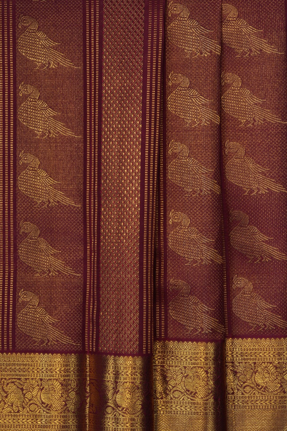Image of Maroon Arani Silk Brocade Saree