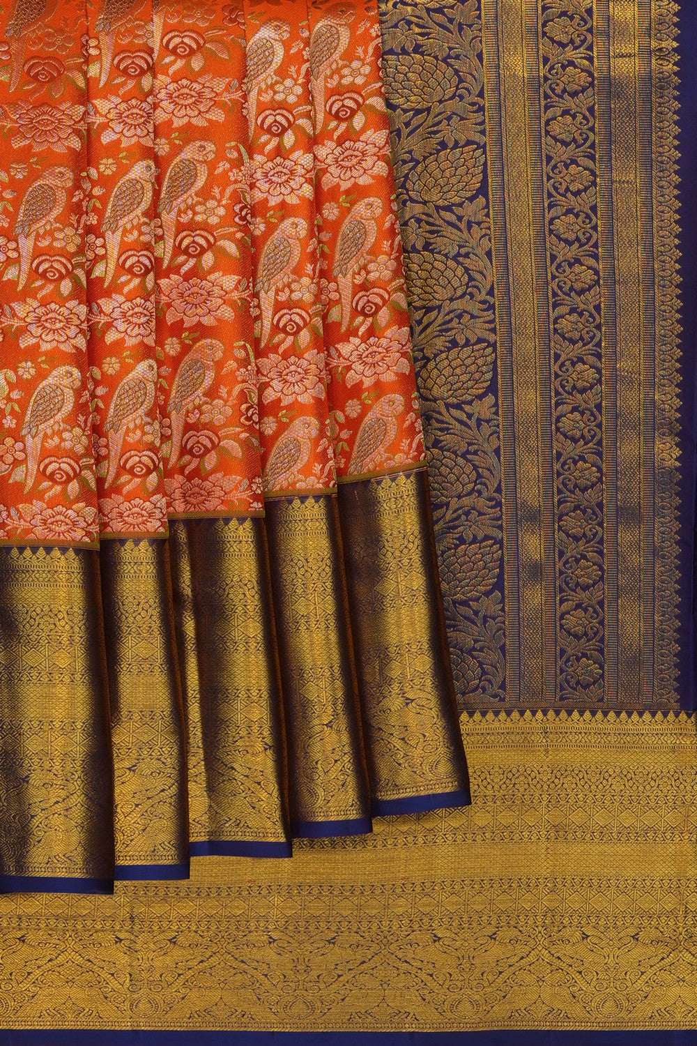 Image of Orange Kanchipattu Brocade Saree