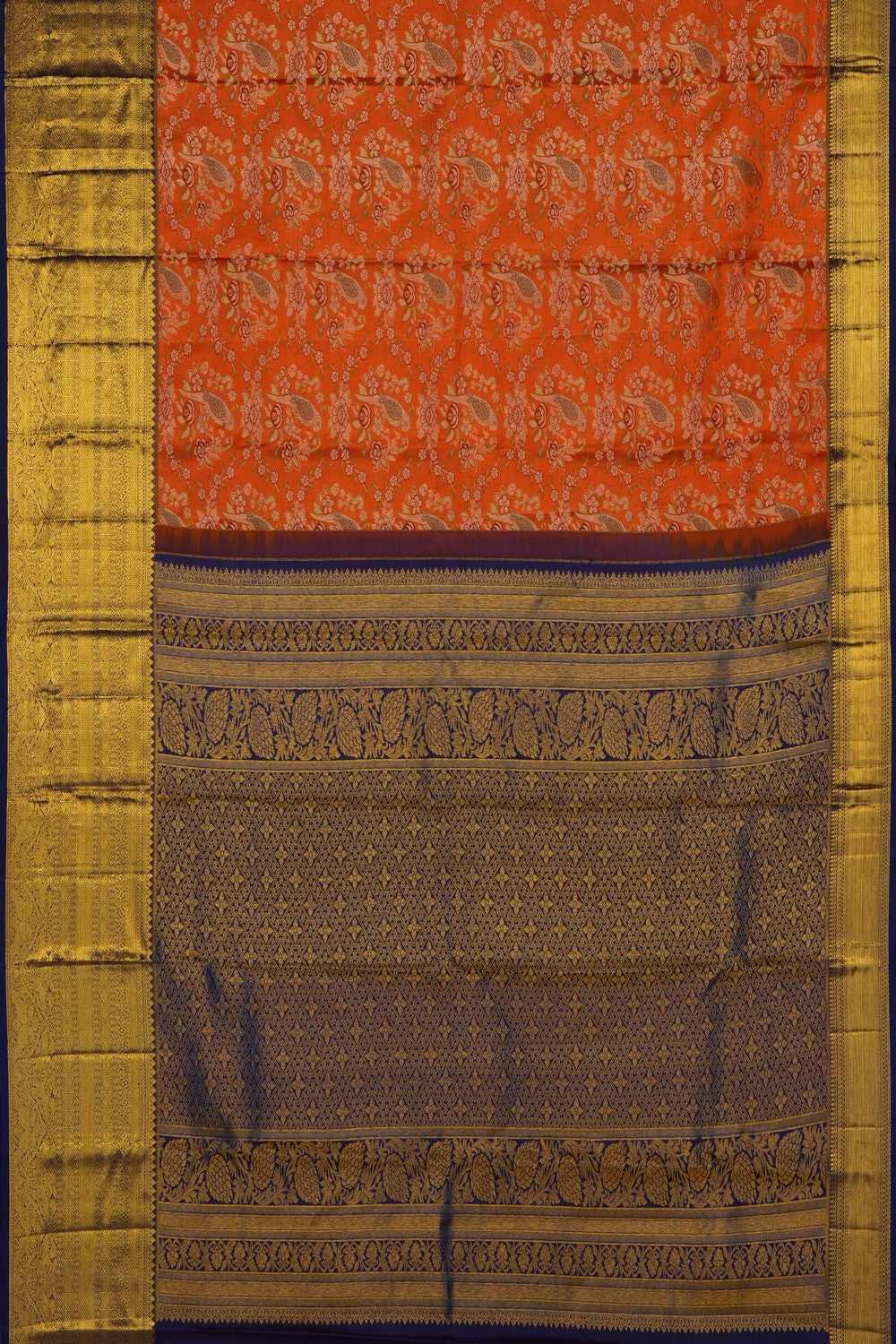 Image of Orange Kanchipattu Brocade Saree