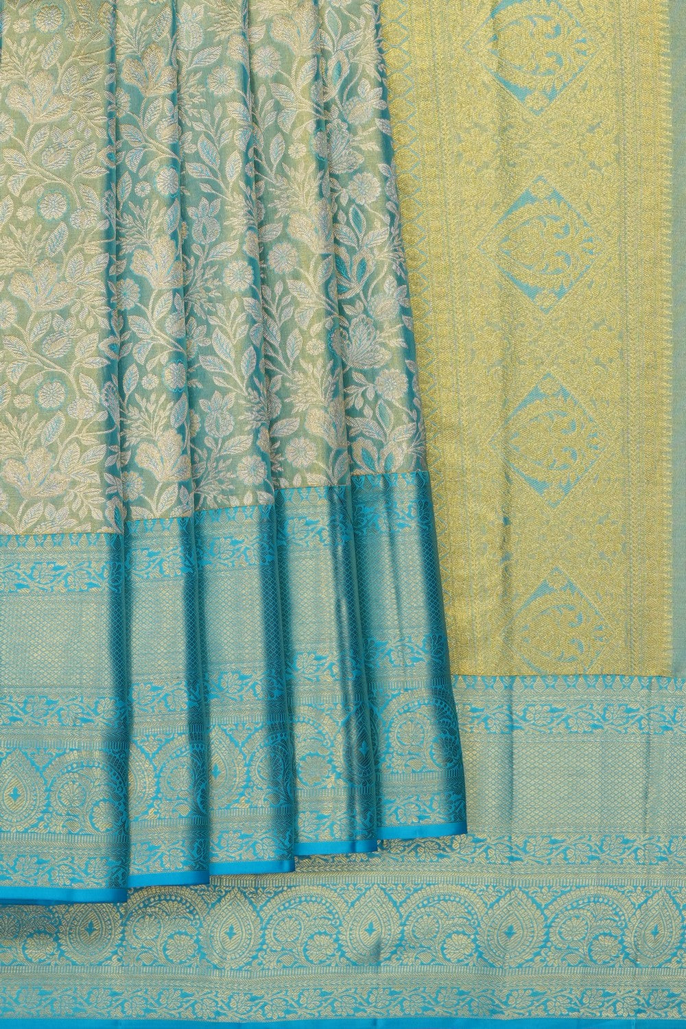Image of Blue Kanchipattu Tissue Brocade Saree
