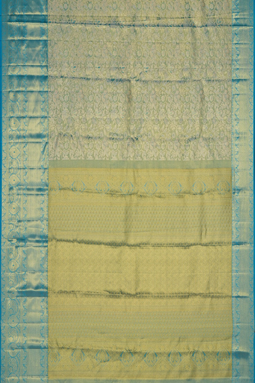 Image of Blue Kanchipattu Tissue Brocade Saree