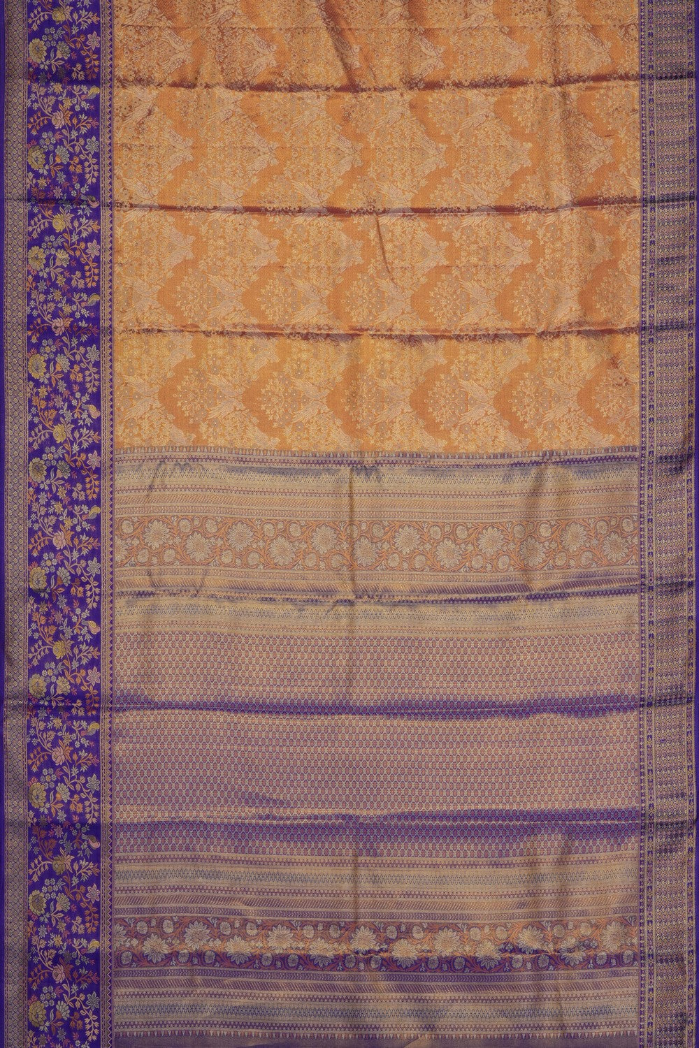 Image of Orange Kanchipattu Tissue Brocade Saree