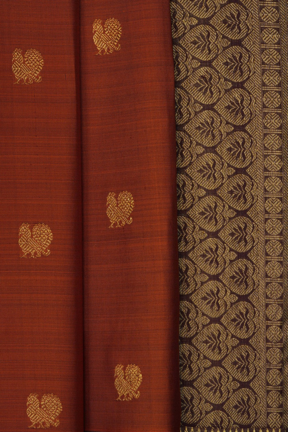 Image of Rust-Orange South Silk Saree