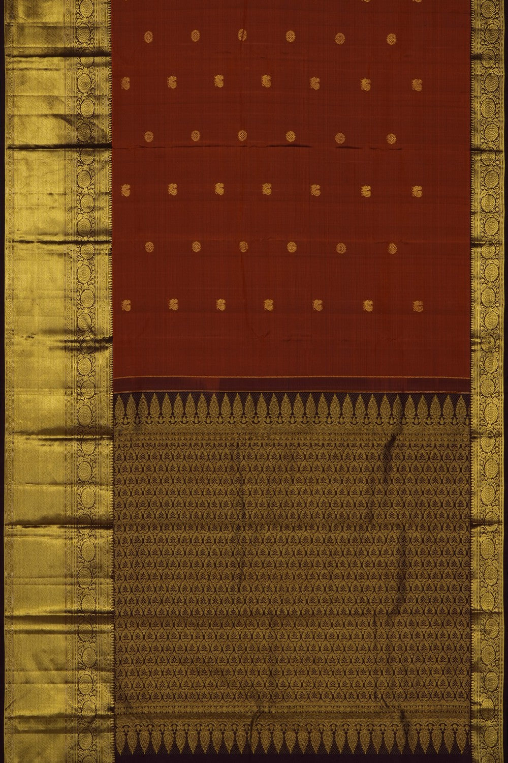 Image of Rust-Orange South Silk Saree