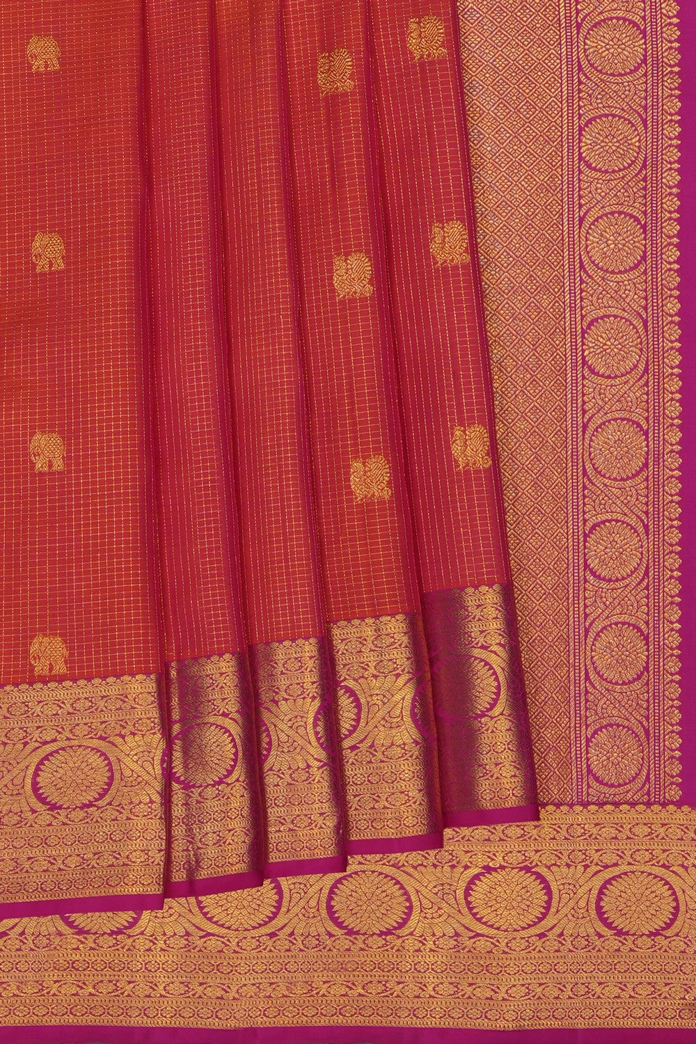 Image of Orange South Silk Saree