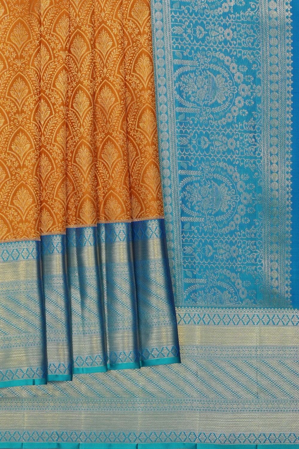 Image of Orange Kanchipattu Brocade Saree