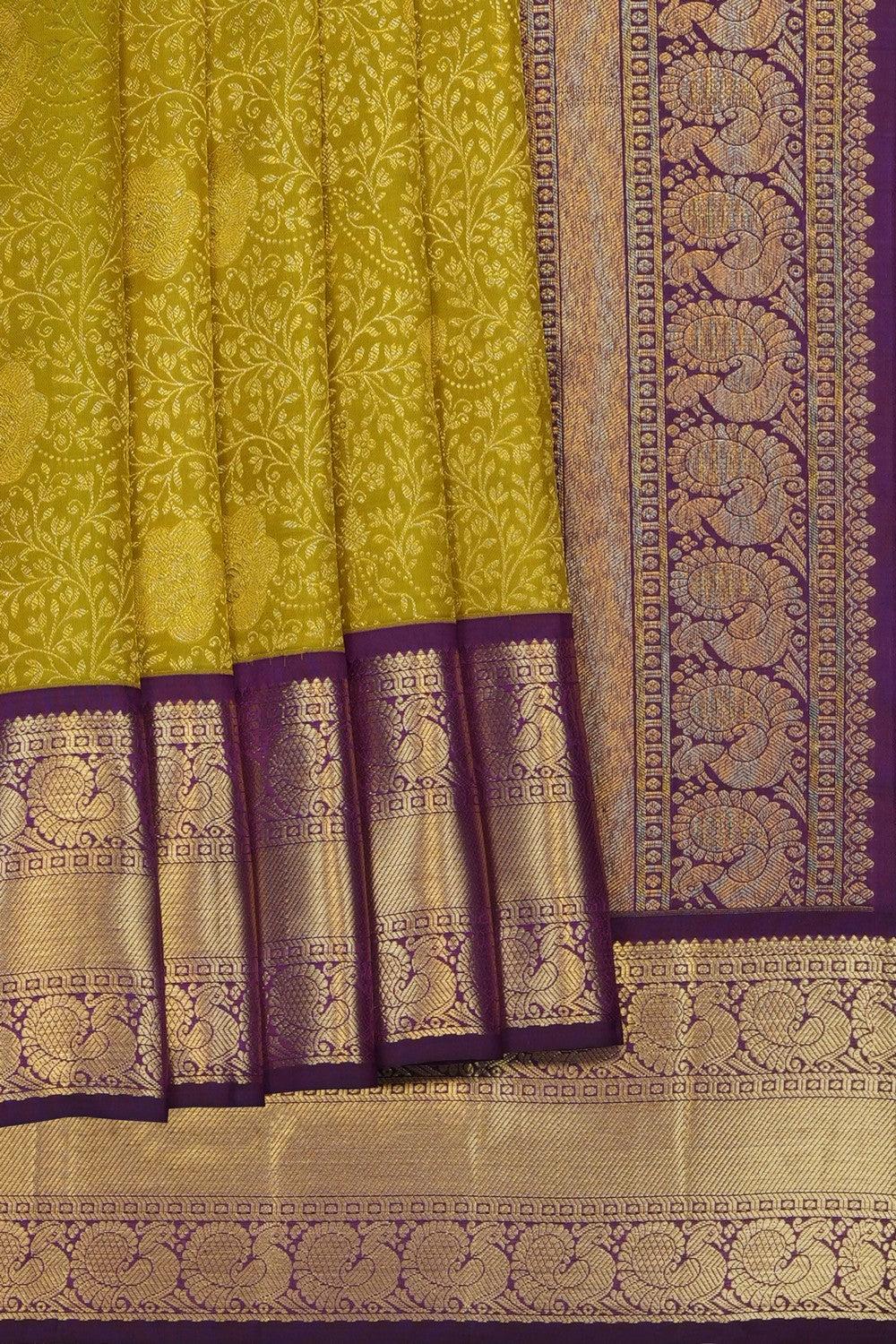 Image of Spring-Green Kanchipattu Brocade Saree