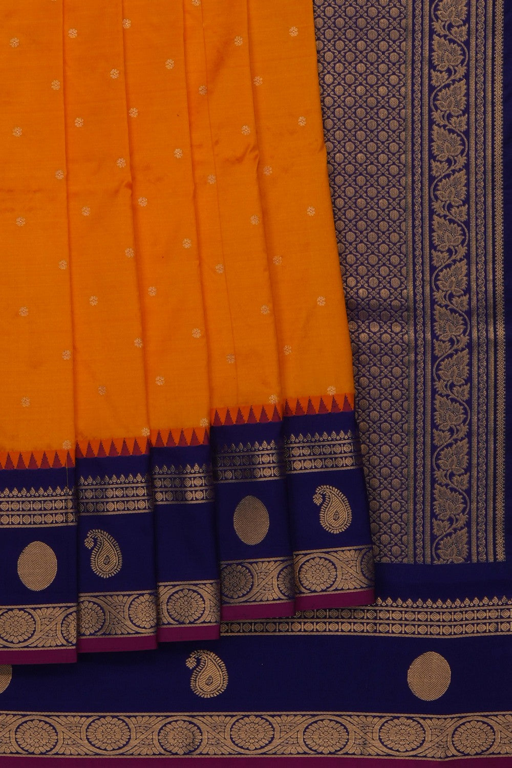 Image of Orange Narayanpet Silk Saree