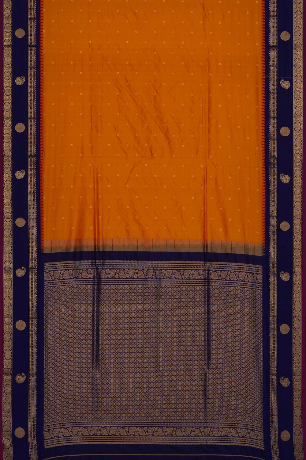 Image of Orange Narayanpet Silk Saree