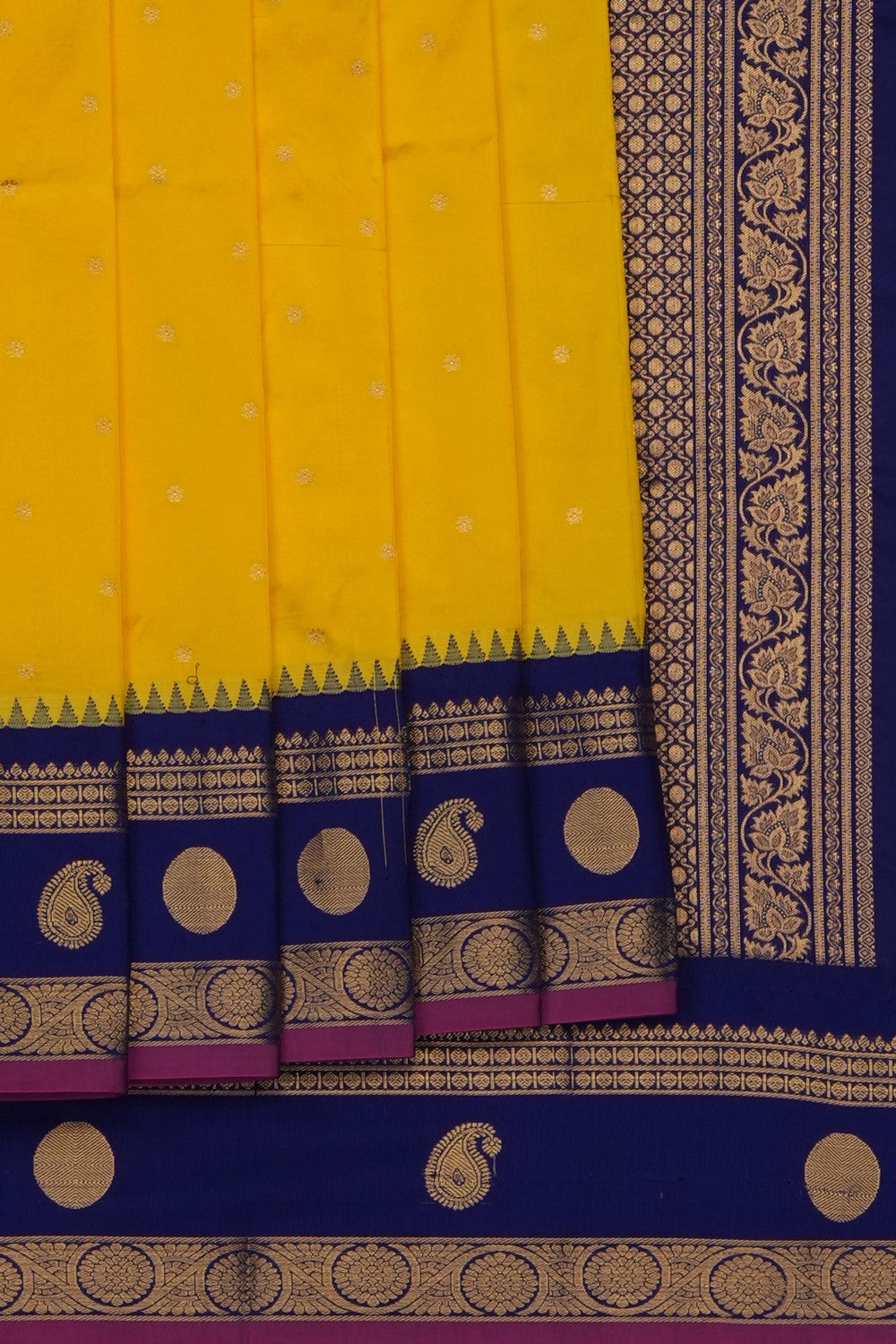 Image of Yellow Narayanpet Silk Saree