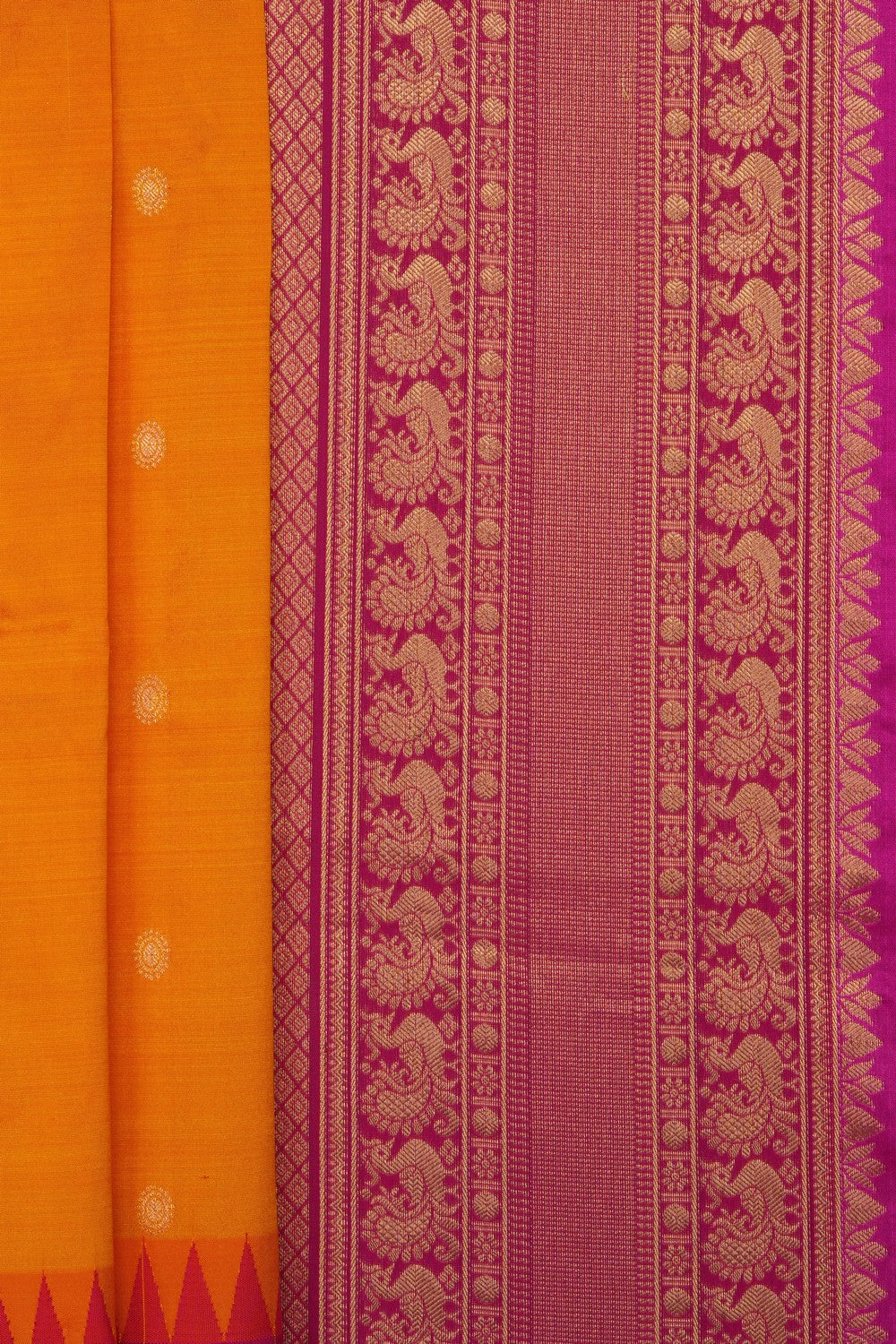 Image of Orange Narayanpet Silk Saree