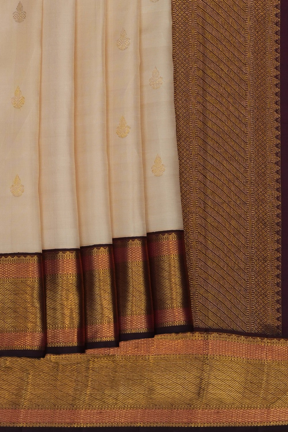 Image of Off-White Arani Silk Saree