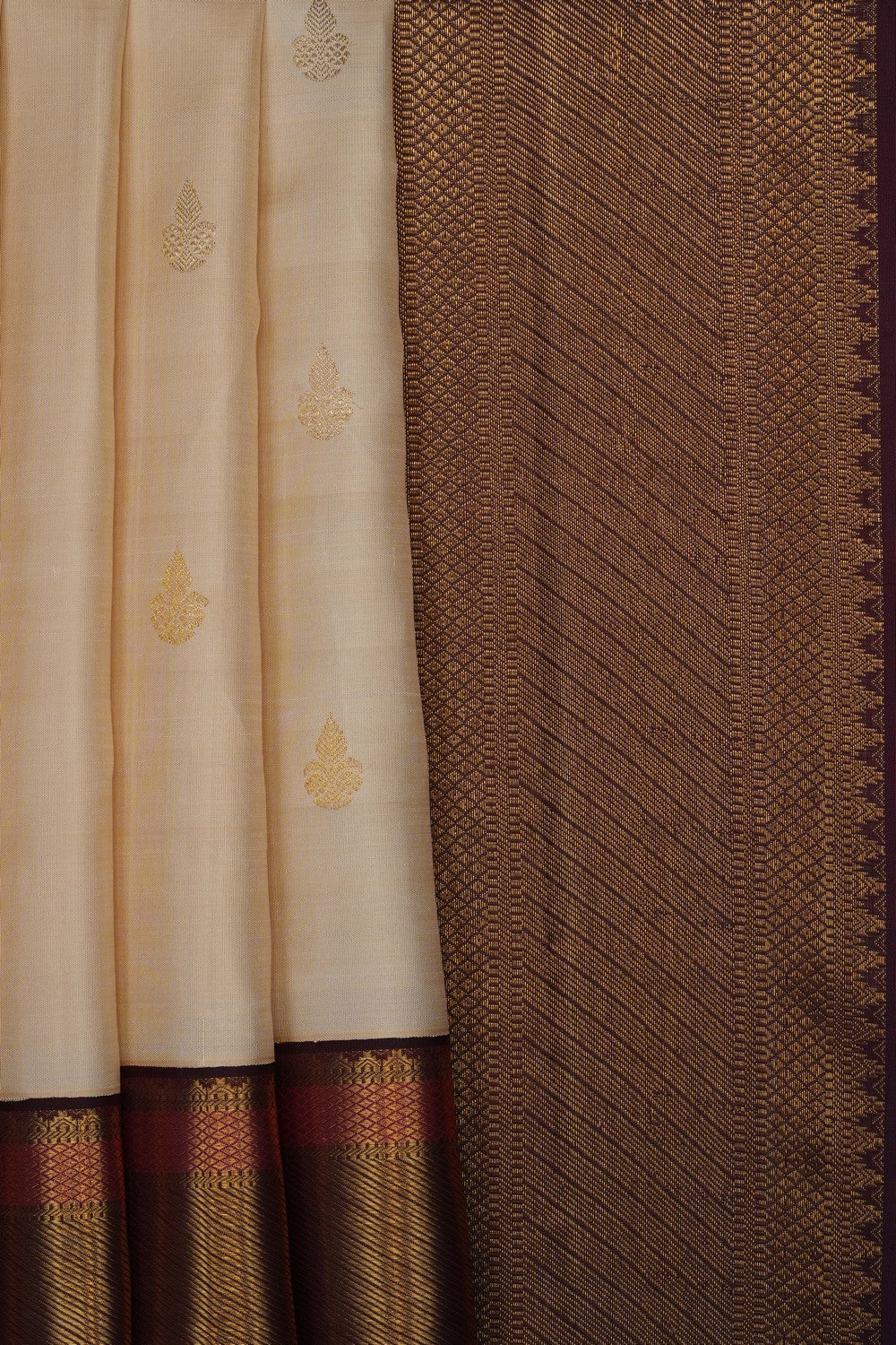 Image of Off-White Arani Silk Saree