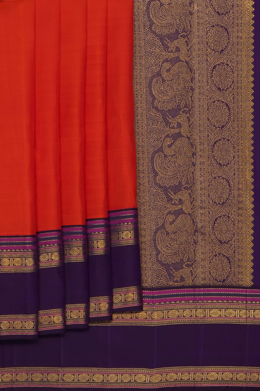Image of Orange Arani Silk Saree