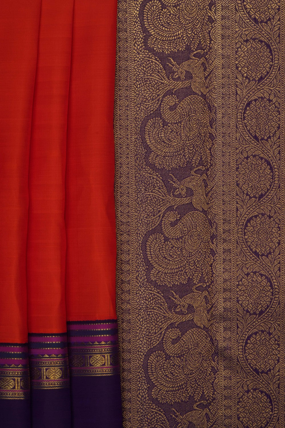 Image of Orange Arani Silk Saree