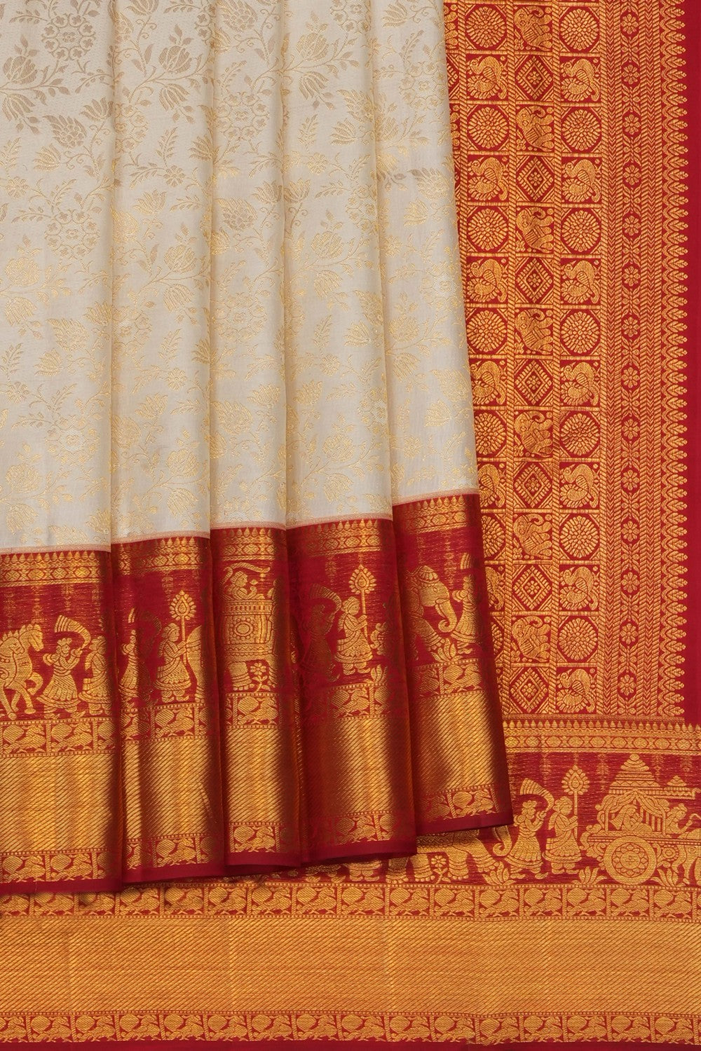 Image of Off-White Kanchipattu Brocade Saree